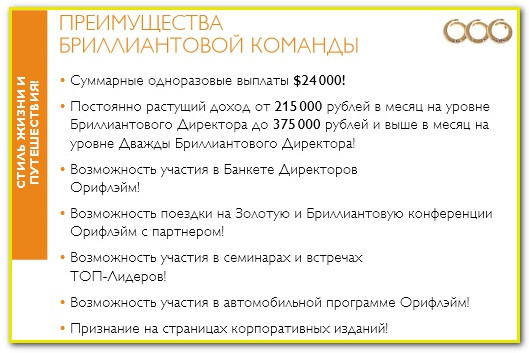 Бизнес план орифлейм Брилиантовые директора